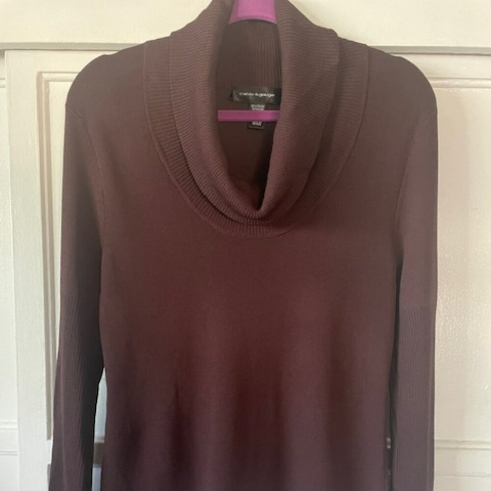 cable & gauge Cowl Neck Pullover Top Women's Med Long Sleeve Ribbed Basic
